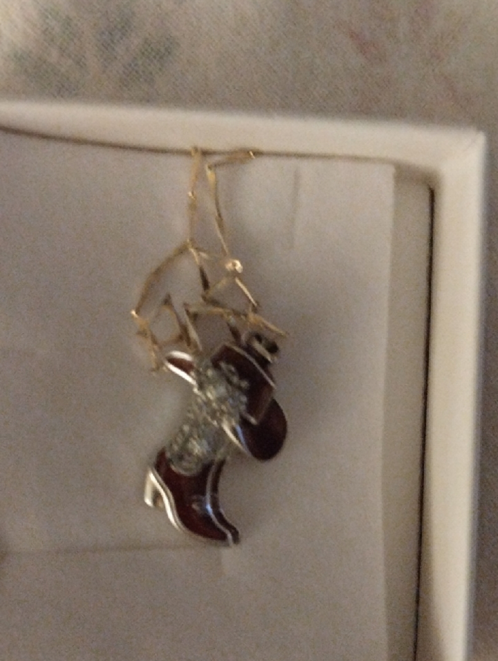 Gold-Tone Brown Cowboy Boot Pendant Necklace - Women Jewelry